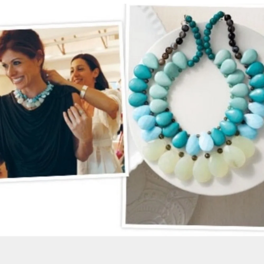 Stella & Dot Retired🧜🏼‍♀️Delilah Sea Greens+Turquoise Blue Statement Nec… - Picture 5 of 12